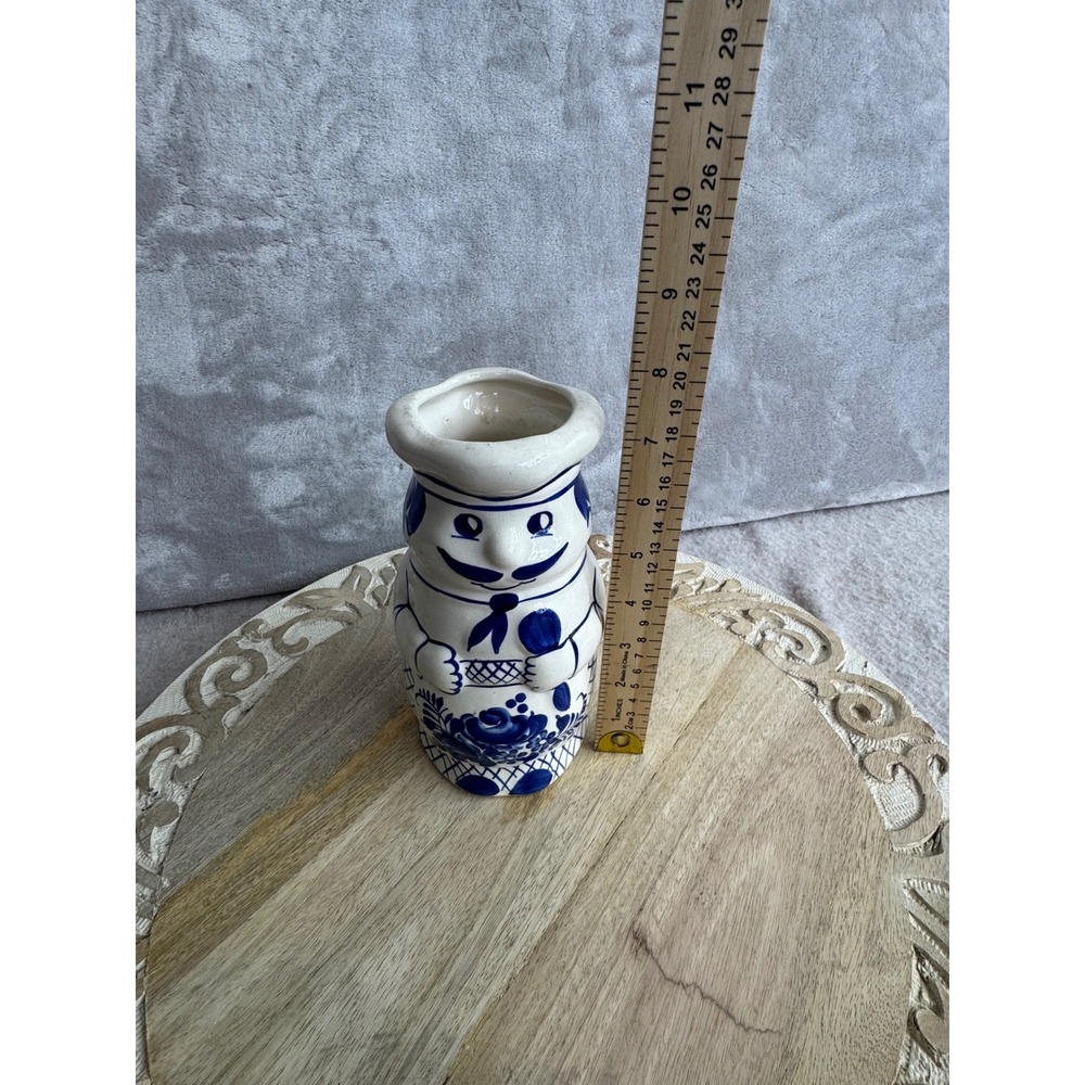 Vintage Katana Japan Ceramic Chef Utensil Holder Blue White Hand Painted 7 inch - Picture 2 of 5